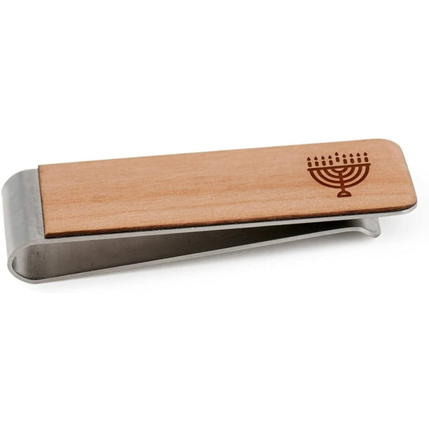 Wooden Accessories Company Wooden Tie Clips with Laser Engraved Tin Box Design Cherry Wood Tie Bar Engraved in The USA 